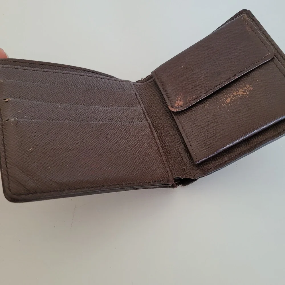 Louis Vuitton Marco Wallet Damier Ebene Bifold Brown Canvas CA0015 Mens